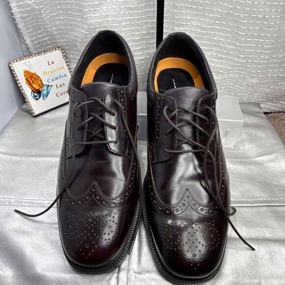 Rockport Walkability Adiprene Adidas Hydroshield Burgundy Wingtip Shoes Mens 14W - Picture 4 of 14